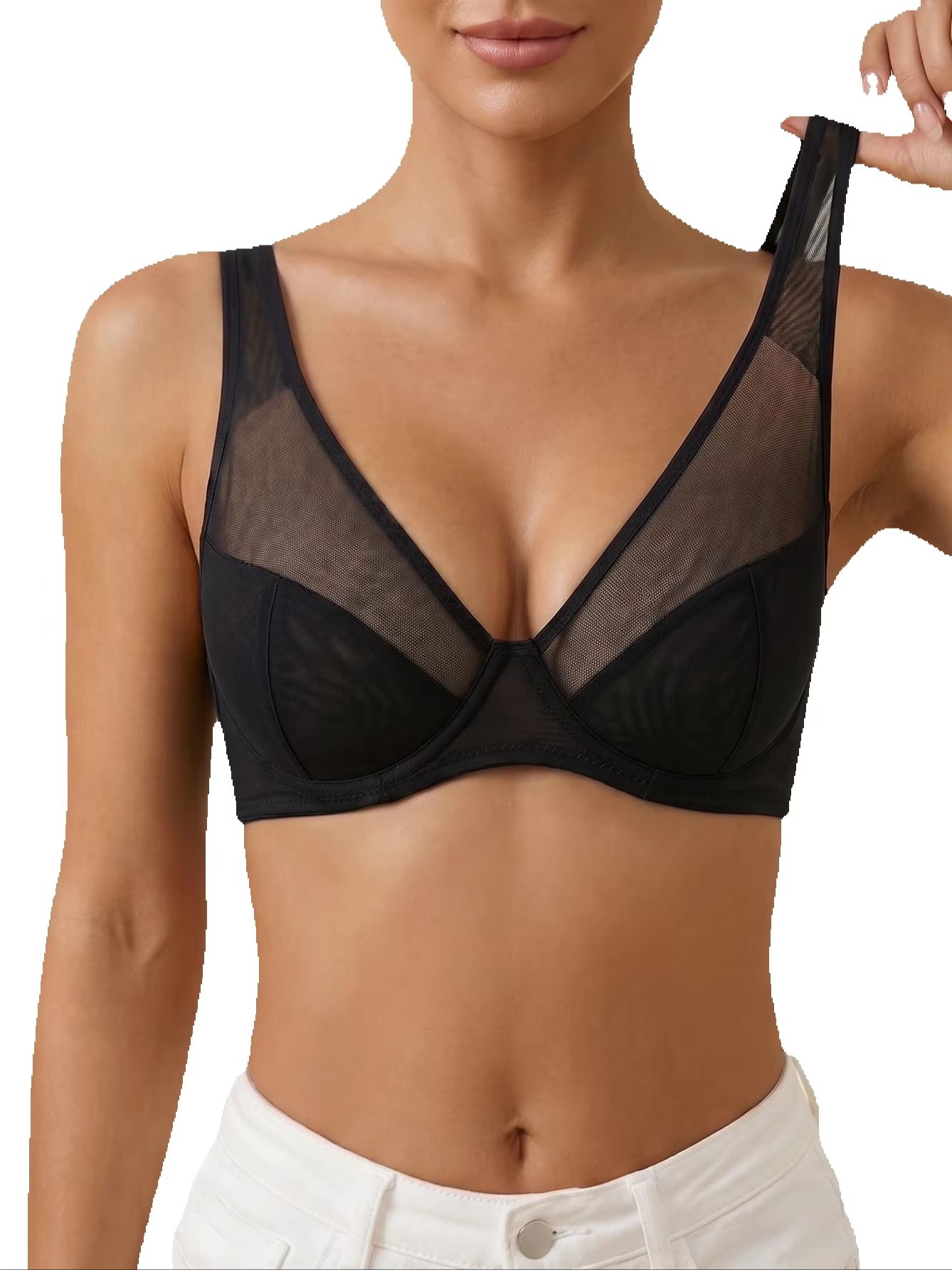 حمالة صدر نسائية شبكية شفافة،  - مراجعة Sheer Bra Lace وسعره